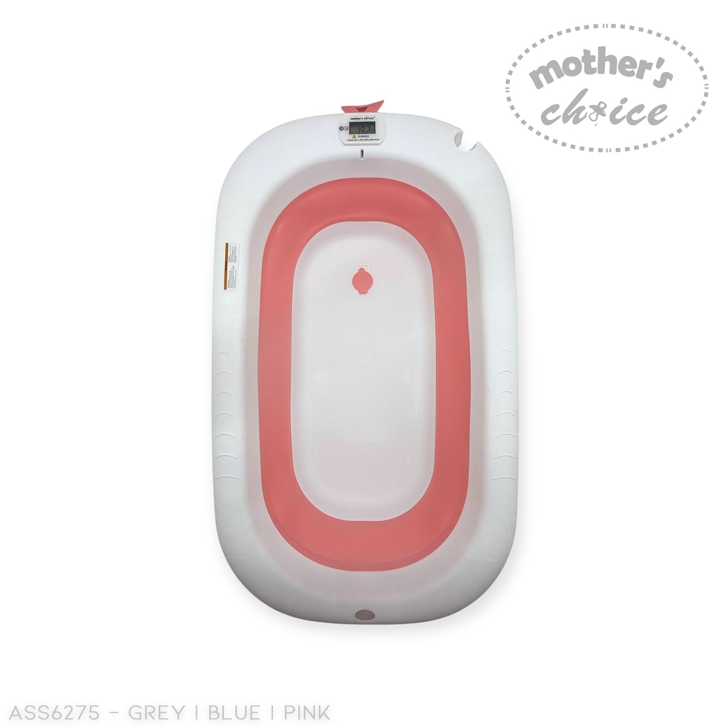 Mothers Choice Foldable Baby Bath Tub with Pillow &amp; Built-in Thermometer