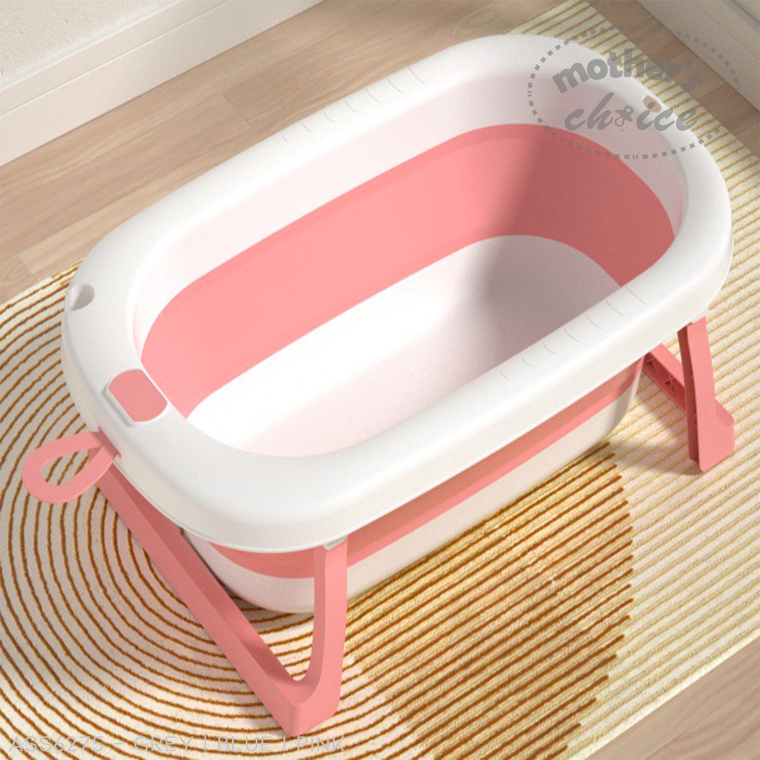 Mothers Choice Foldable Baby Bath Tub with Pillow &amp; Built-in Thermometer