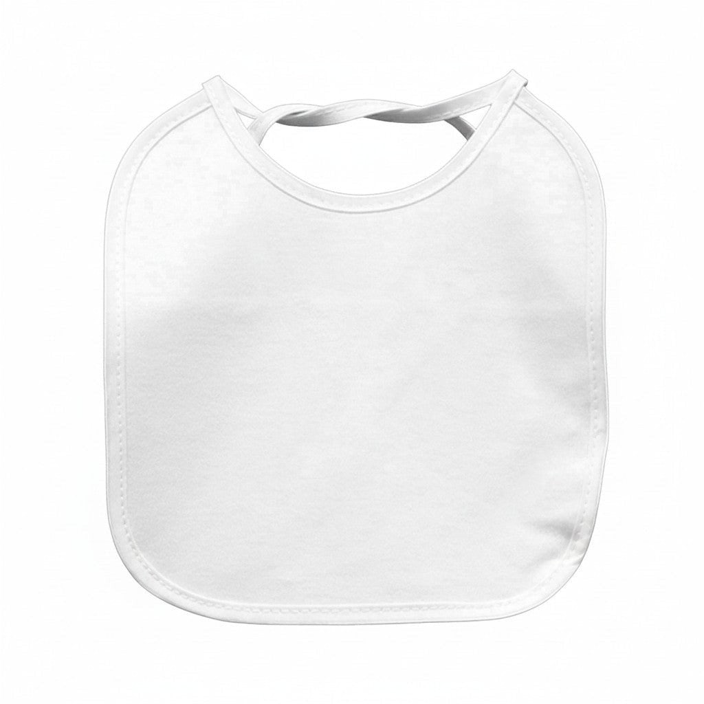 White bib on a white background