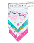 Pack of bandana bibs with fox and mushroom designs, branded 'Mother's Choice'.