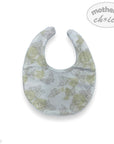 Baby bib with floral pattern on a white background, branded 'mother's choice'.
