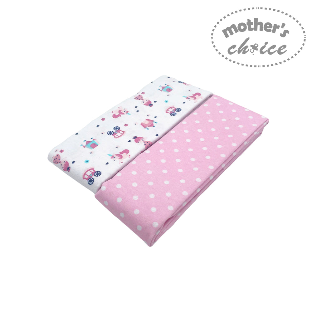 Two baby blankets with different patterns on a white background, branded 'Mother's Choice'.