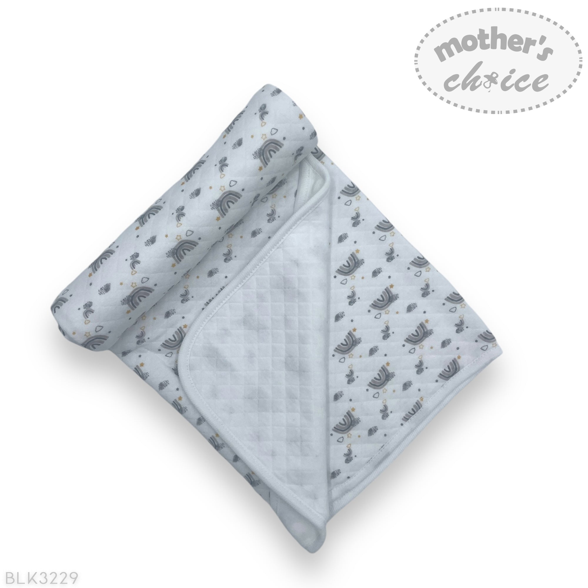 Mothers Choice 100% Cotton Baby Quilted Hooded Receiver - Rainbow
