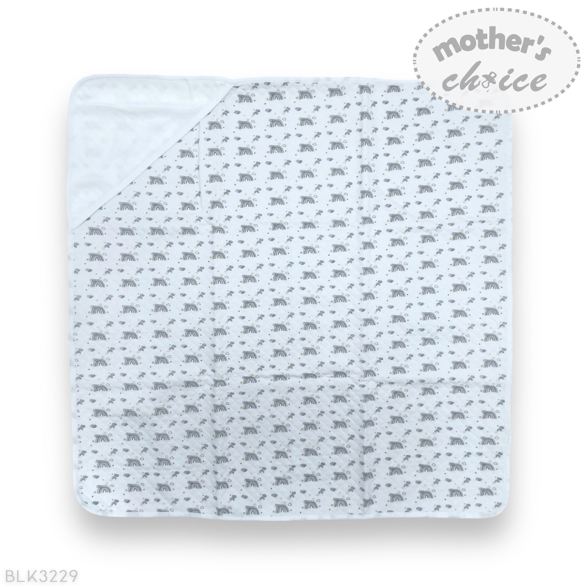 Mothers Choice 100% Cotton Baby Quilted Hooded Receiver - Rainbow