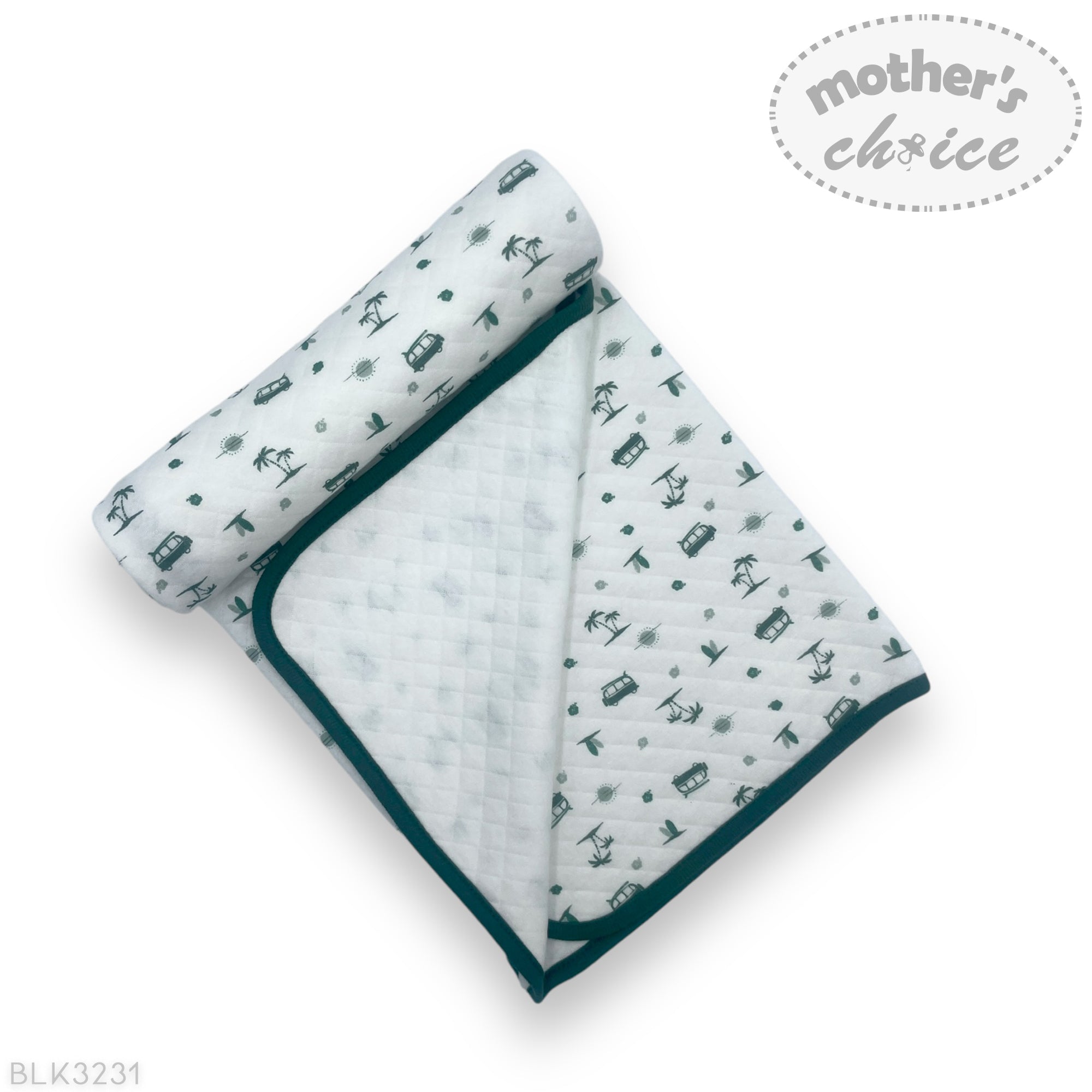 Mothers Choice 100% Cotton Baby Quilted Hooded Receiver - Emerald Receiver