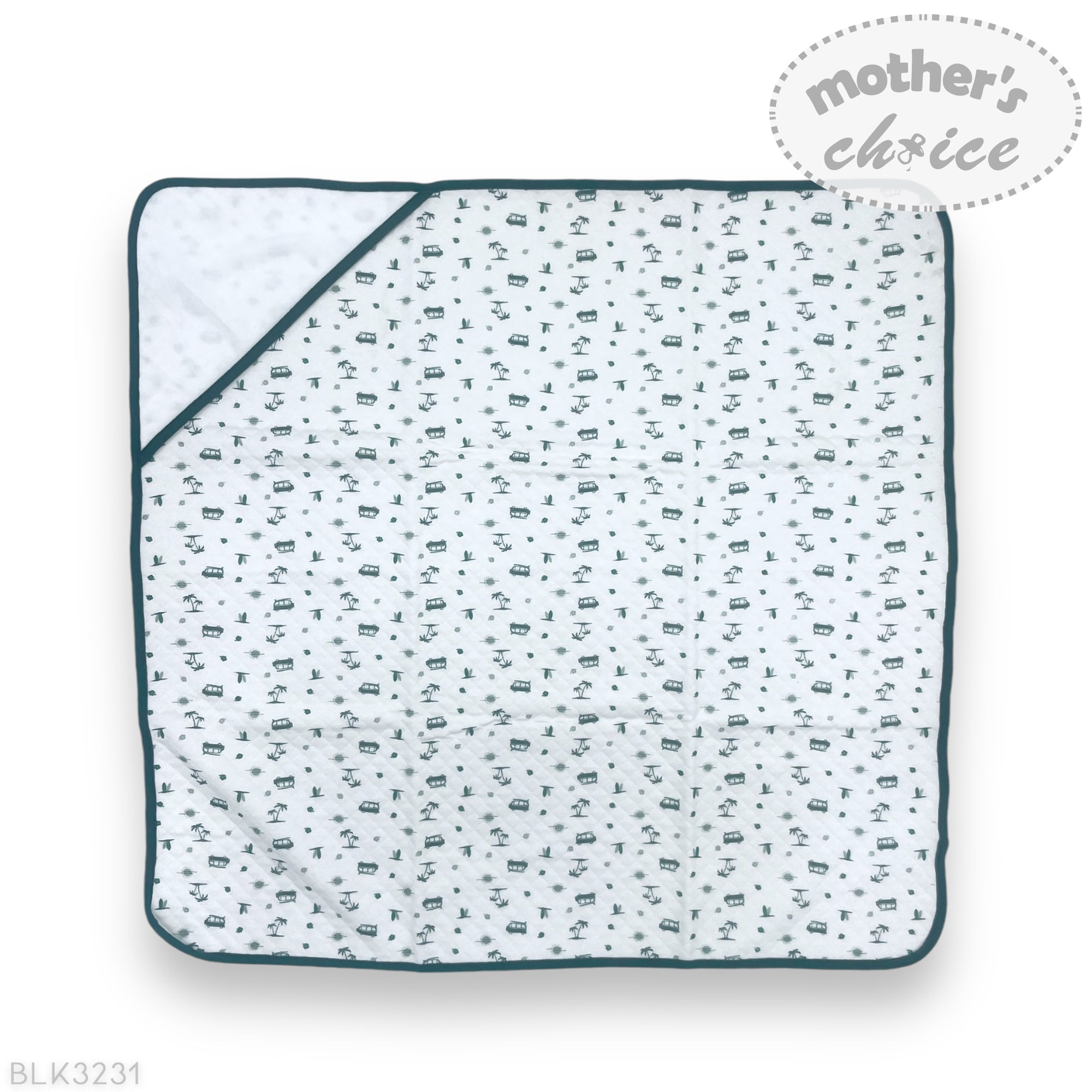 Mothers Choice 100% Cotton Baby Quilted Hooded Receiver - Emerald Receiver