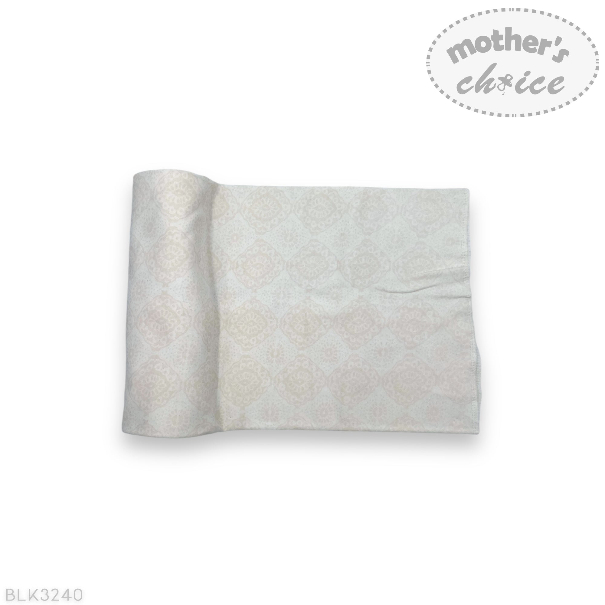 Gray fabric roll with 'mother's choice' branding on a white background