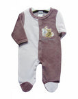 Baby onesie with teddy bear design on a white background