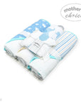 Mothers Choice  3 Piece Hooded Towels And 3 Piece Facecloths Blue Elephant