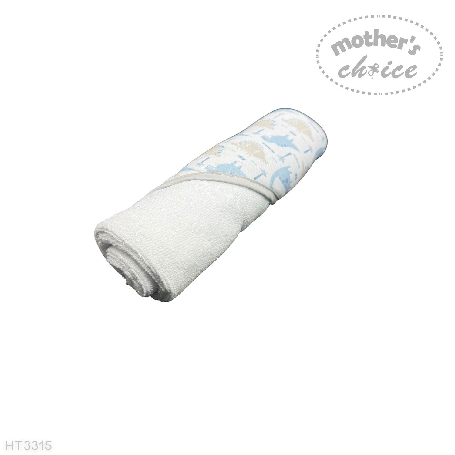 hooded towel and 4 washcloths and wash sponge blue dino