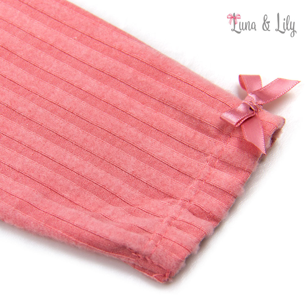Pink pleated garment with a bow on a white background, featuring the brand 'Luna & Lily'.