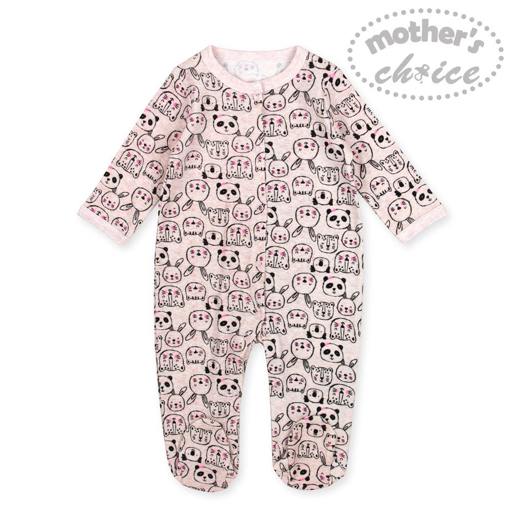 Baby onesie with skull pattern on a white background, featuring 'mother's choice' branding.