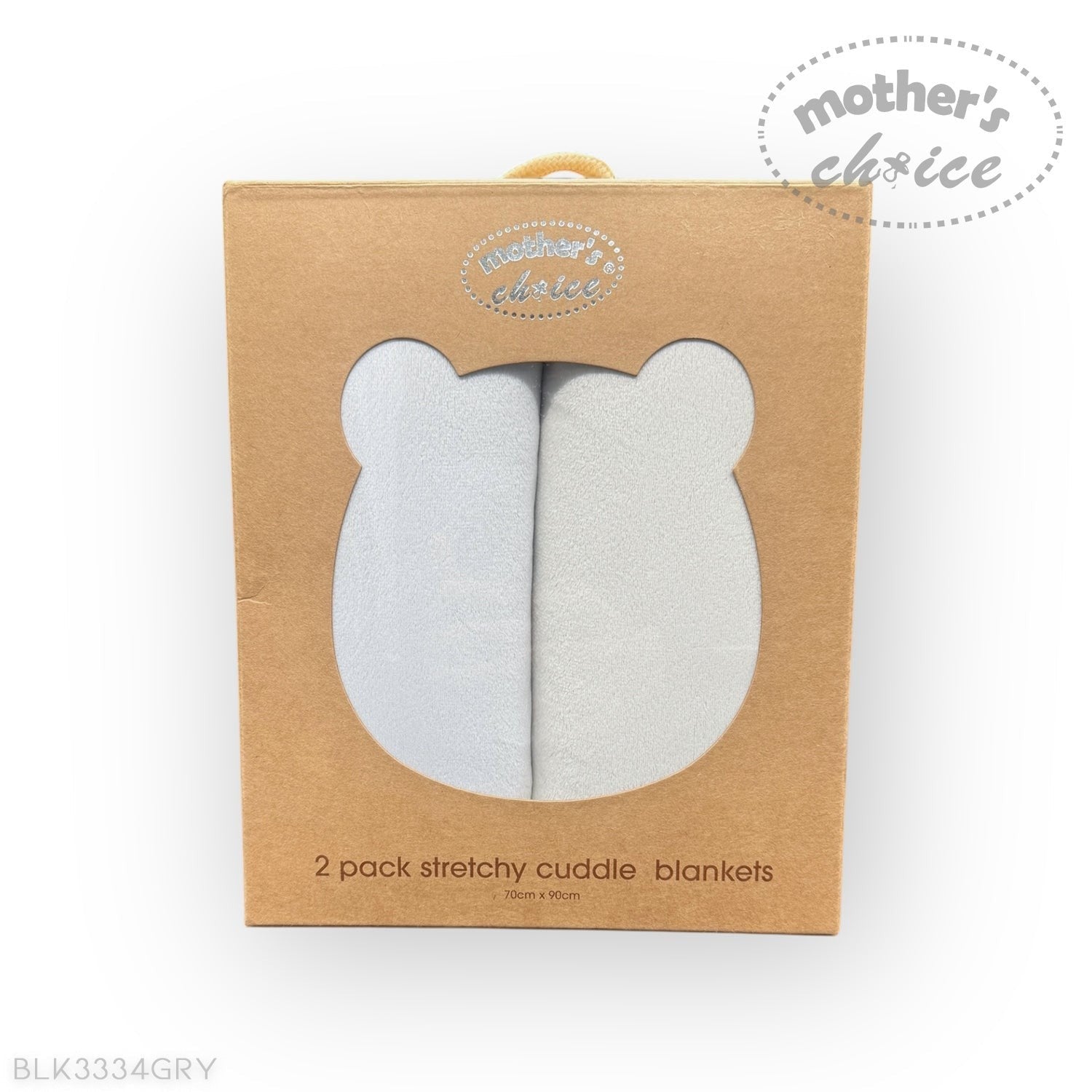 Two stretchy cuddle blankets in a 'Mother's Choice' branded box on a white background.