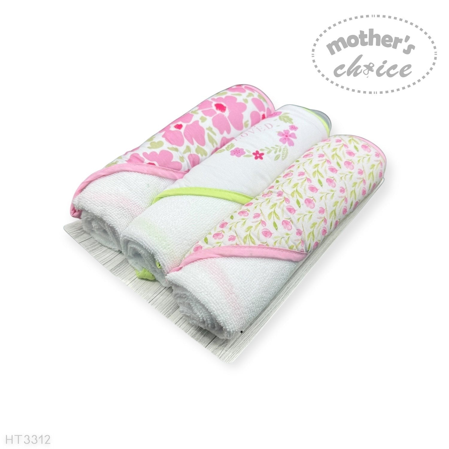 Mothers Choice  3 Piece Hooded Towels And 3 Piece Facecloths So Loved Pink  Roses