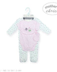 Baby romper with floral design on a hanger against a white background, branded 'Mother's Choice'.