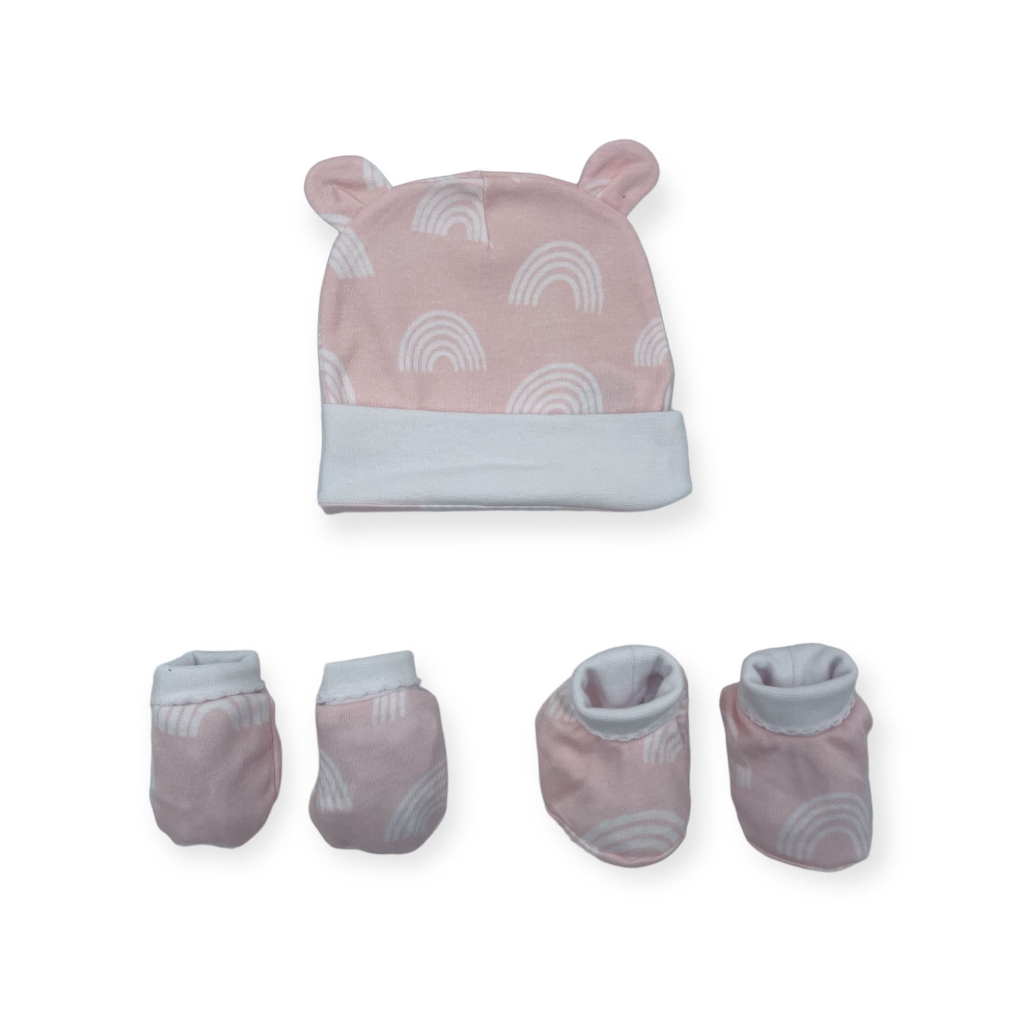 M/C BAMBOO 3PK NEWBORN BEANIE SET PINK