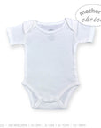 White baby onesie on a white background with 'Mother's Choice' branding.