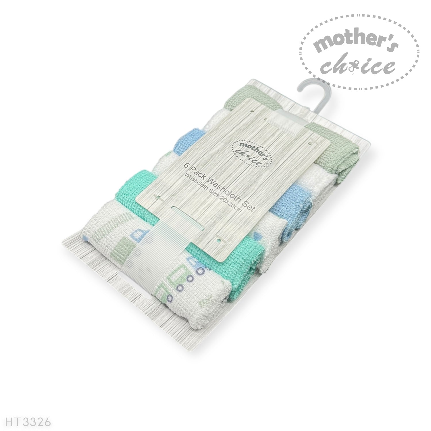 Mothers Choice 6 Pack Baby Washcloth Set - Blue Train