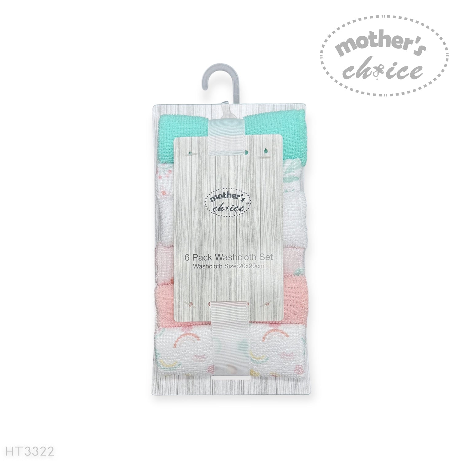 Mothers Choice 6 Pack Baby Washcloth Set - Rainbow