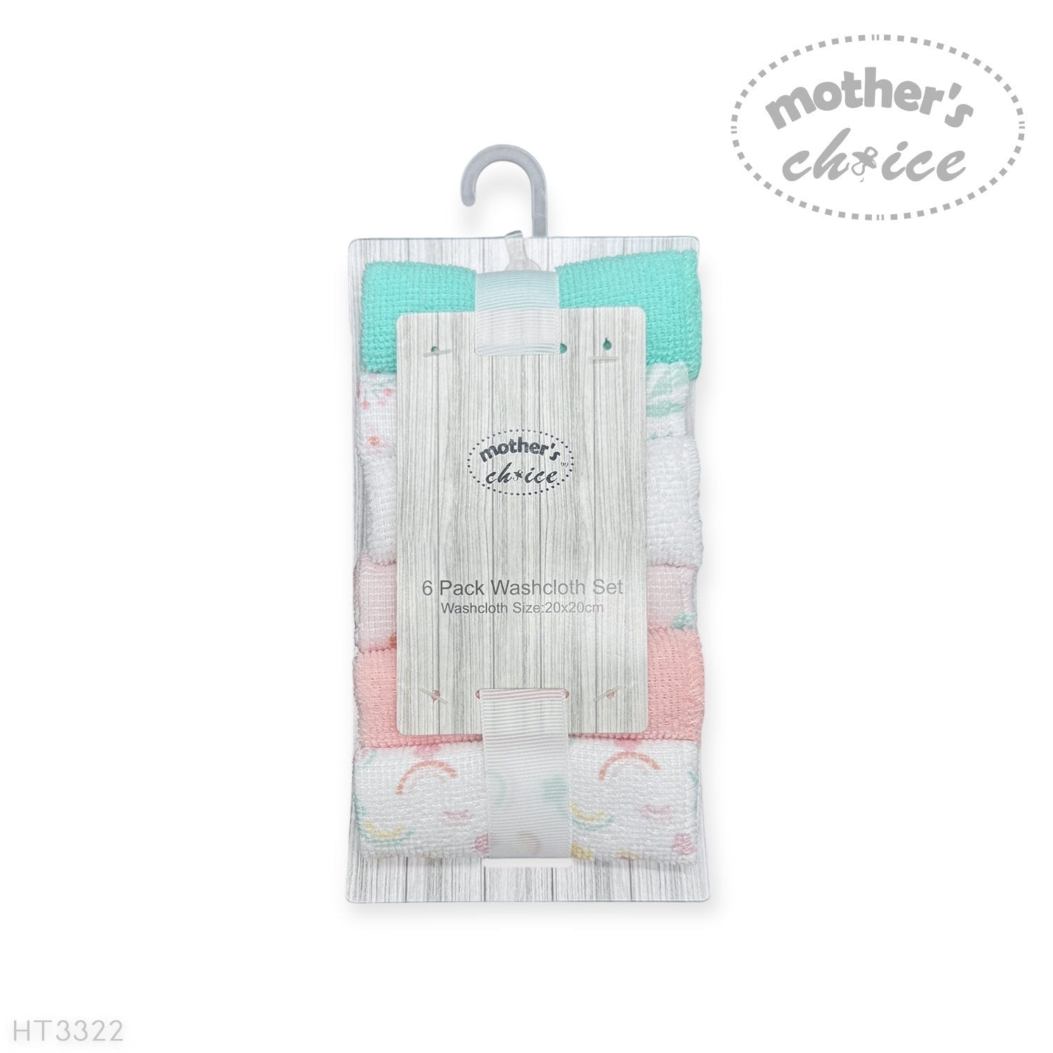 Mothers Choice  6 Pack Washcloth Set Pink Rainbow