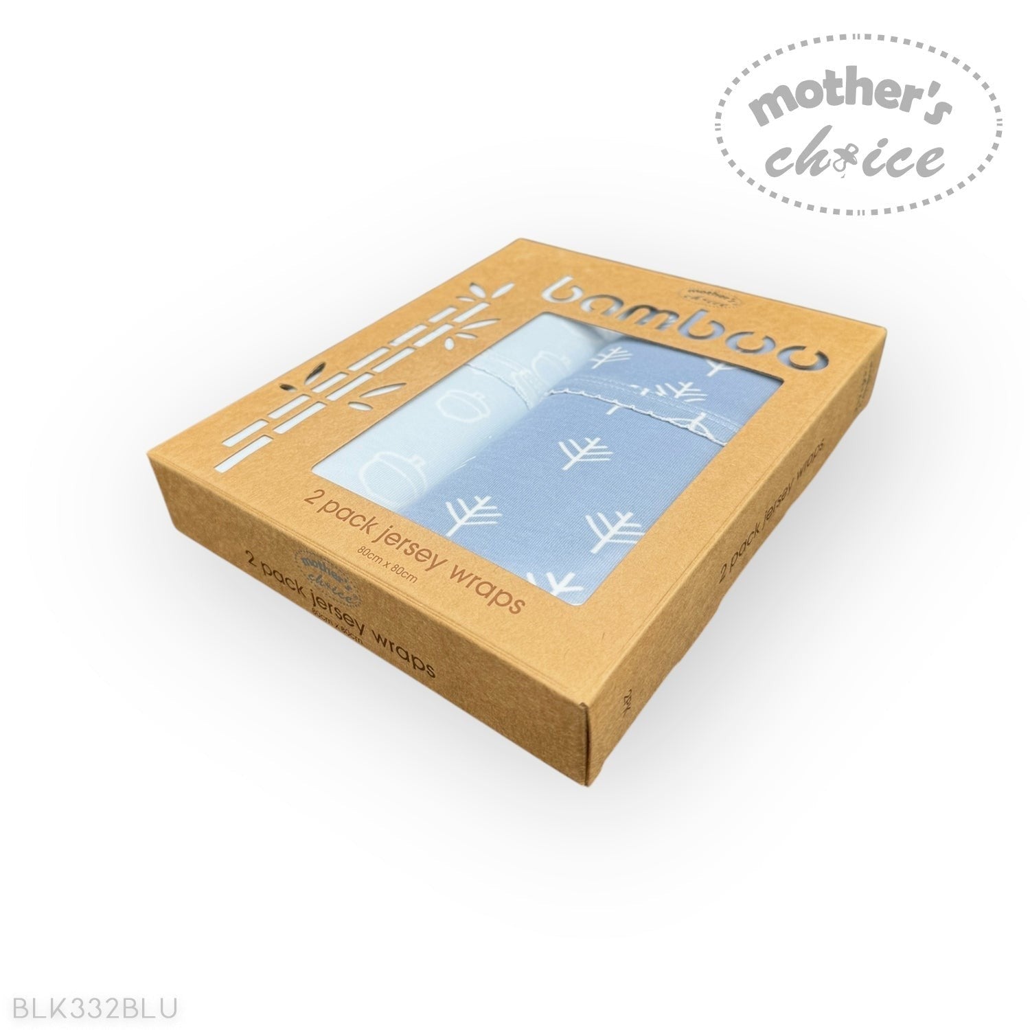 Box of bamboo jersey wraps with a clear window on a white background