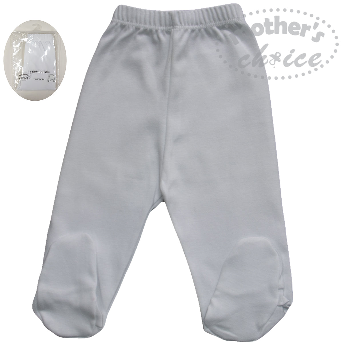 Mothers Choice 100% Cotton Leggings White 3-6