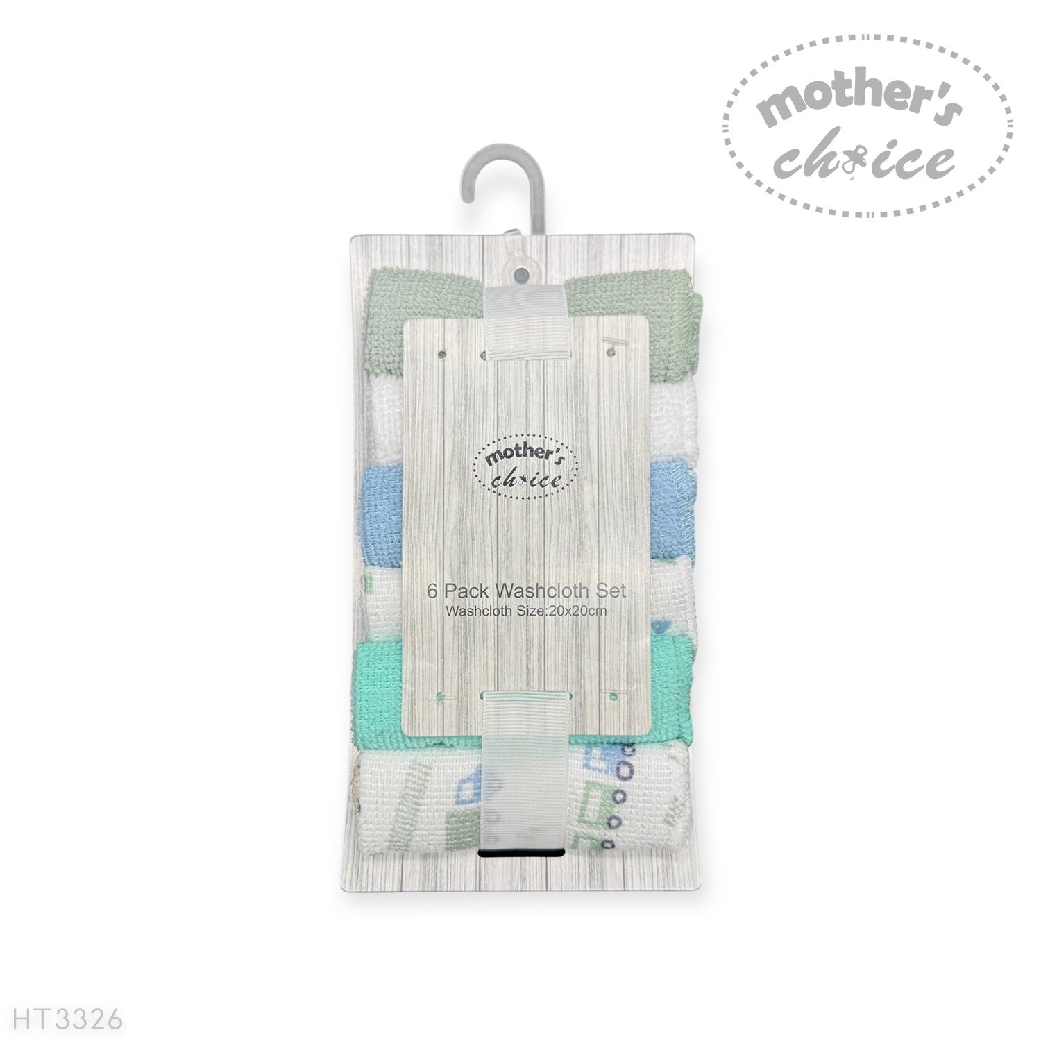 Mothers Choice 6 Pack Baby Washcloth Set - Blue Train