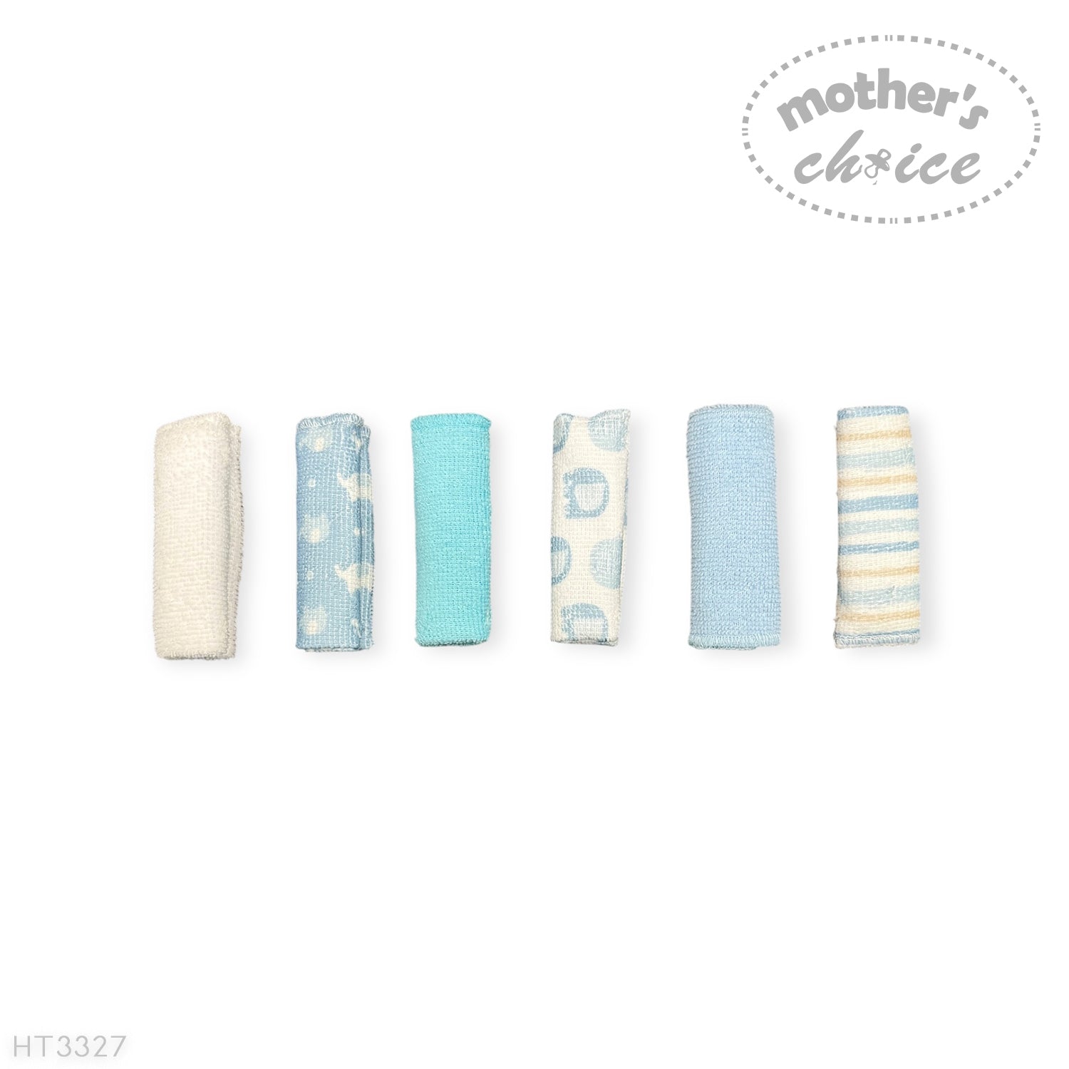 Mothers Choice 6 Pack Baby Washcloth Set - Blue Elephant