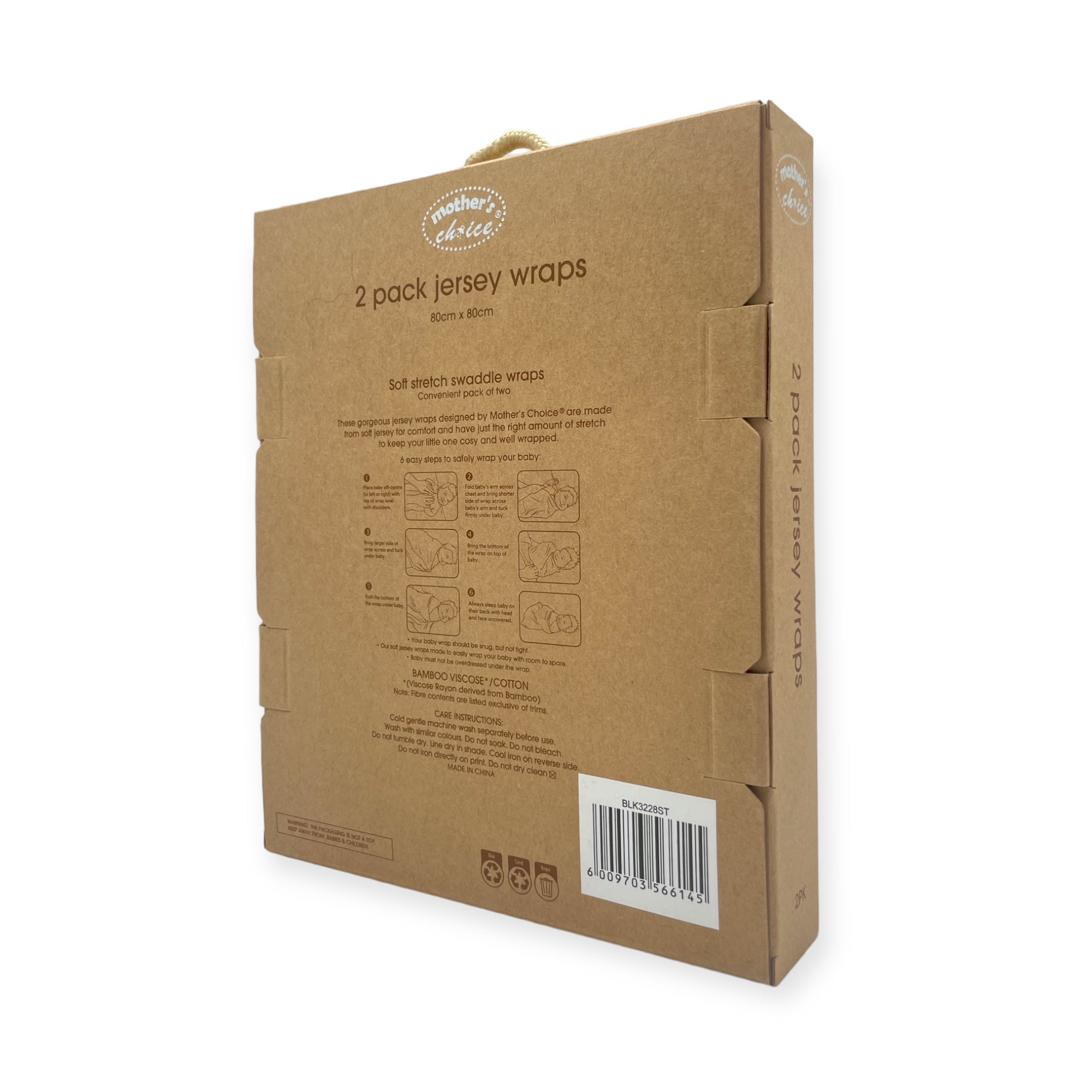 M/C BAMBOO 2PK JERSEY WRAP STONE