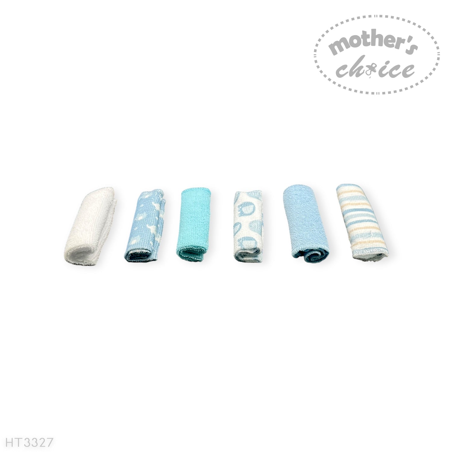Mothers Choice 6 Pack Baby Washcloth Set - Blue Elephant