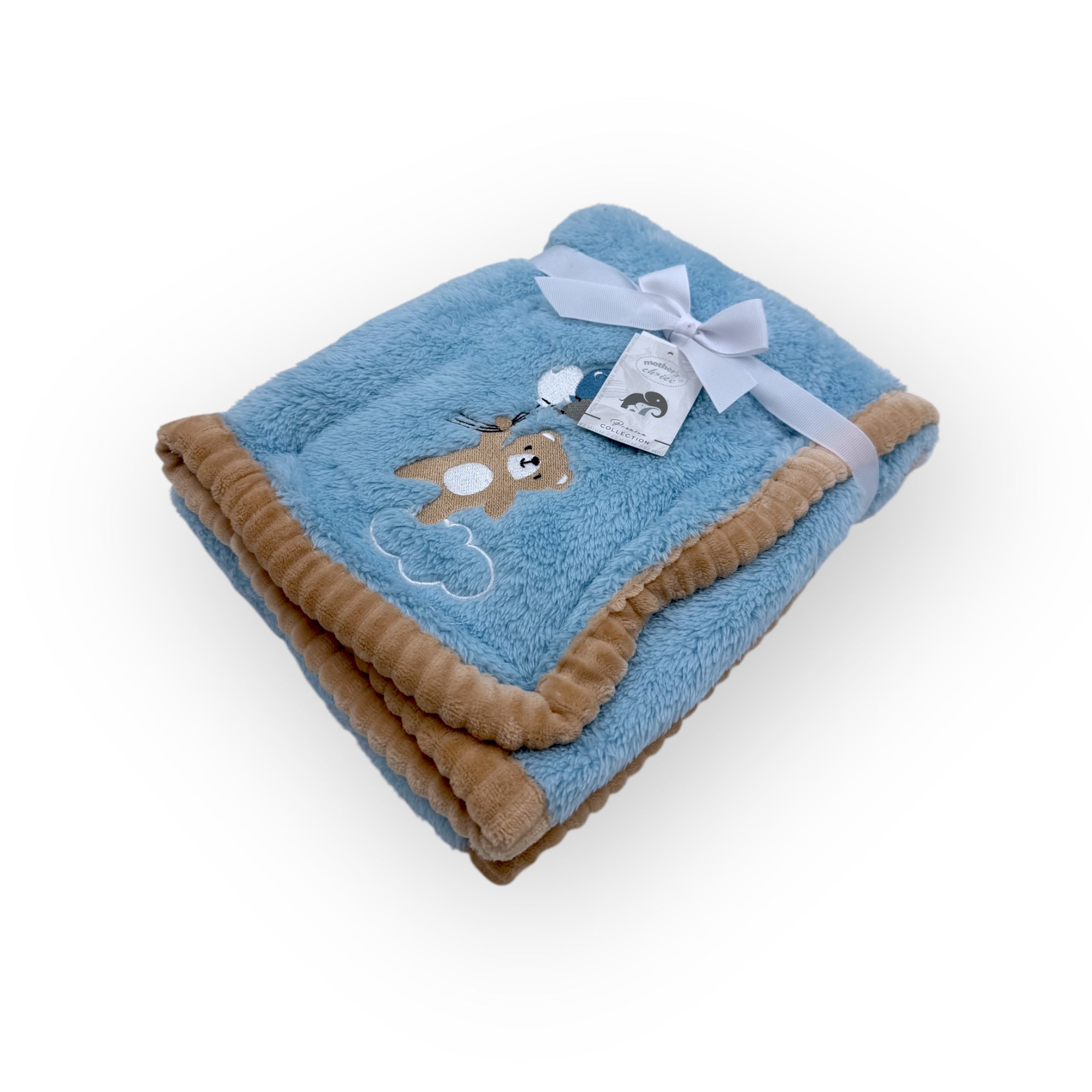 M/C SUPER SOFT CORAL FLEECE AND BINDING BLANKET BOY&#39;S BEAR