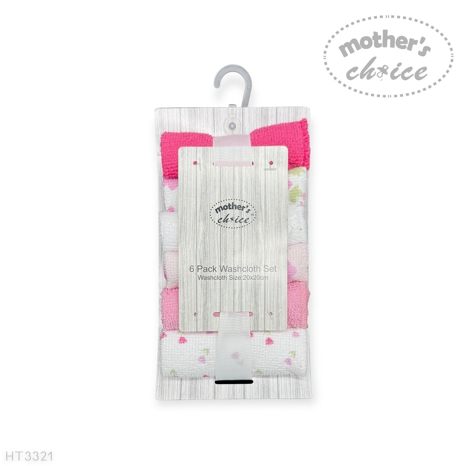 Mothers Choice  6 Pack Washcloth Set Pink Flowers