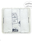 Mothers Choice  3 Piece Hooded Towels And 3 Piece Facecloths Milk Bottle