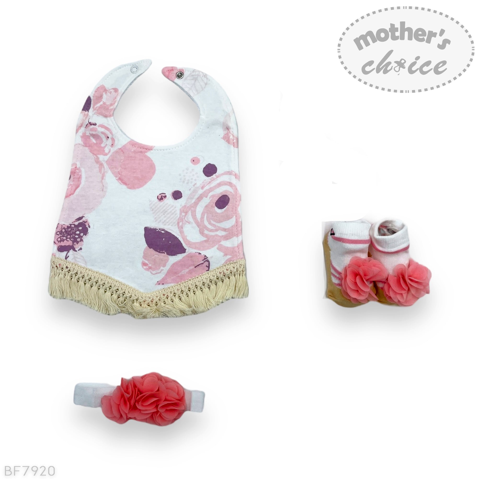 M/C 3PK BIB HEADBAND &amp;amp; SOCK SET PINK