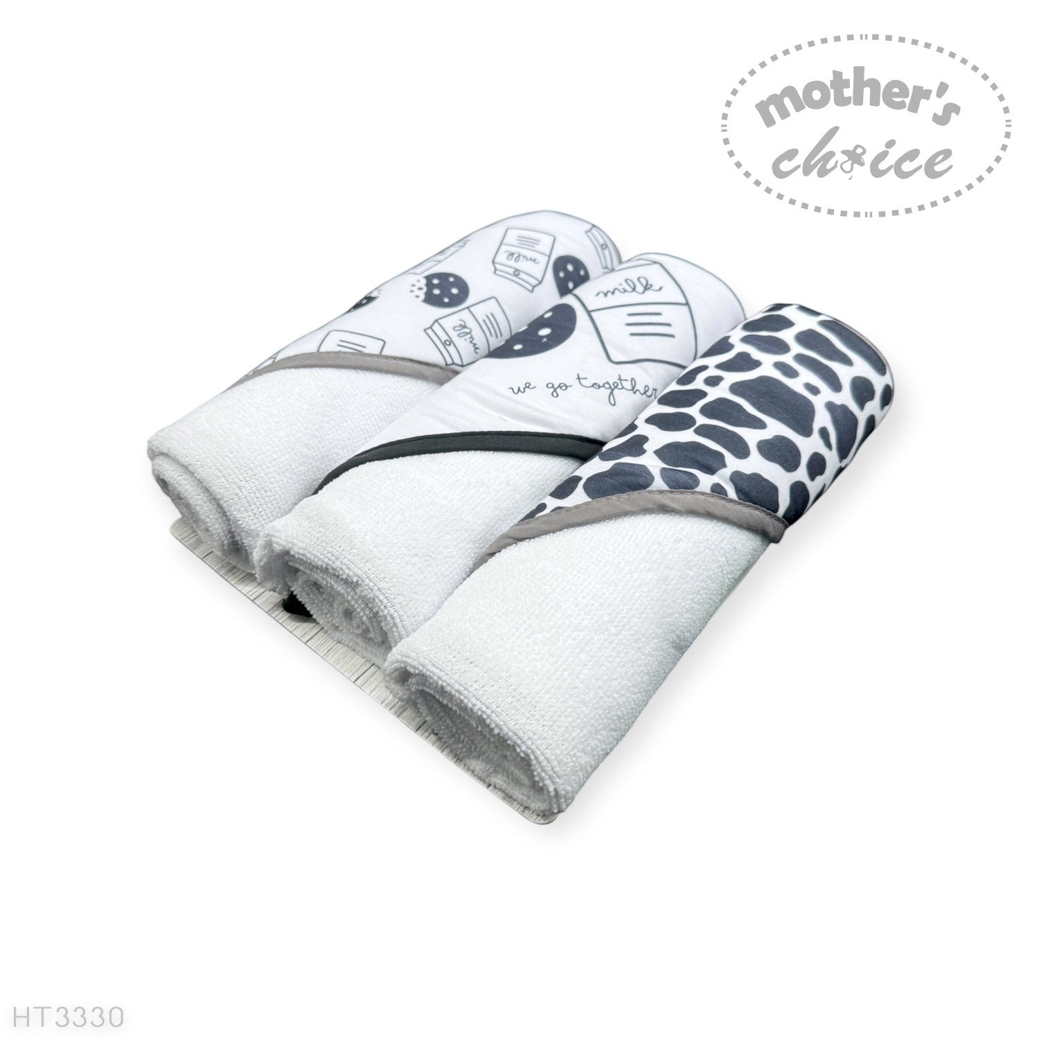 Mothers Choice  3 Piece Hooded Towels And 3 Piece Facecloths Milk Bottle
