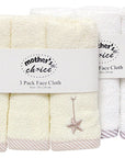 Mothers Choice 3 Pack Embroidered Facecloth Set 3 Star Range