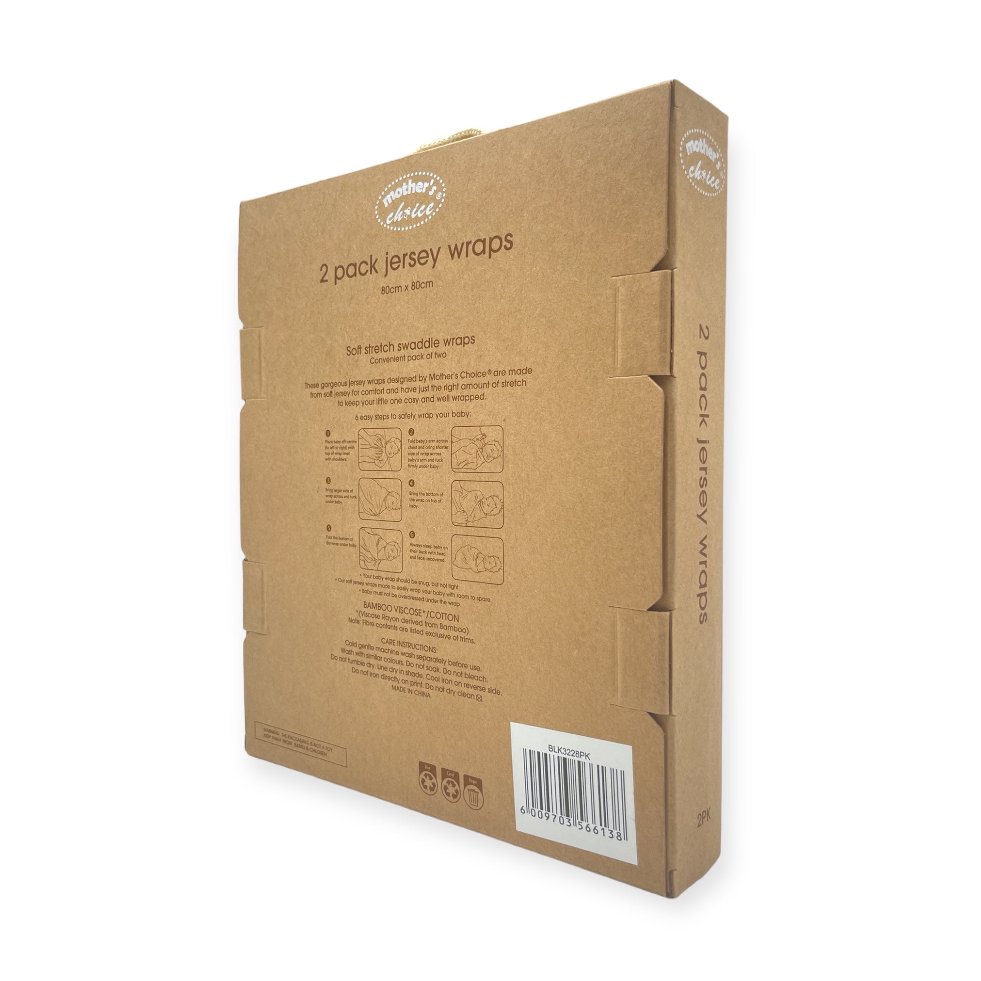 Cardboard packaging for 2-pack jersey wraps with text and a barcode on a white background
