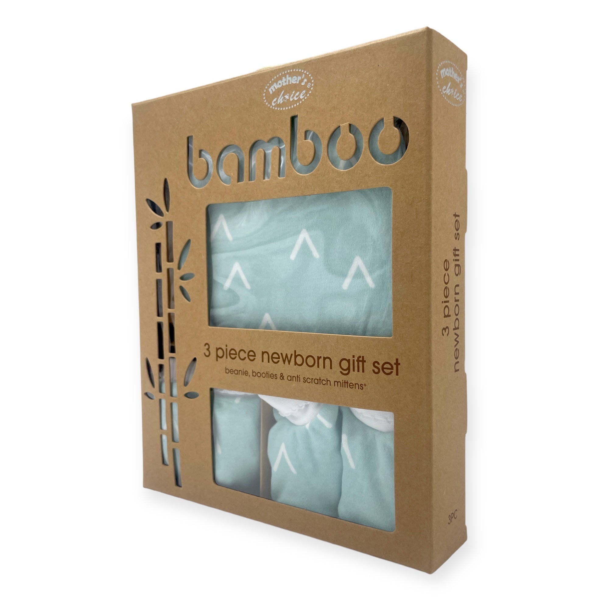 M/C BAMBOO 3PK NEWBORN BEANIE SET SAGE