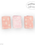 Three pink baby blankets with white patterns on a white background, featuring 'Mother's Choice' branding.
