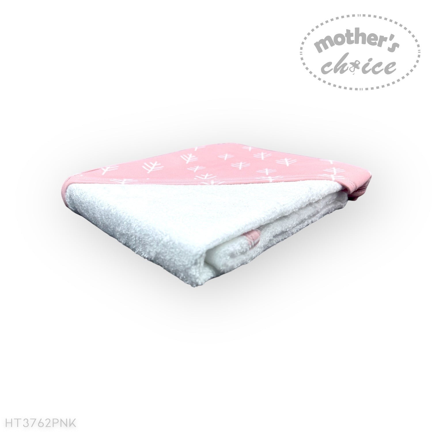 Baby blanket with pink and gray pattern on a white background, branded 'Mother's Choice'.
