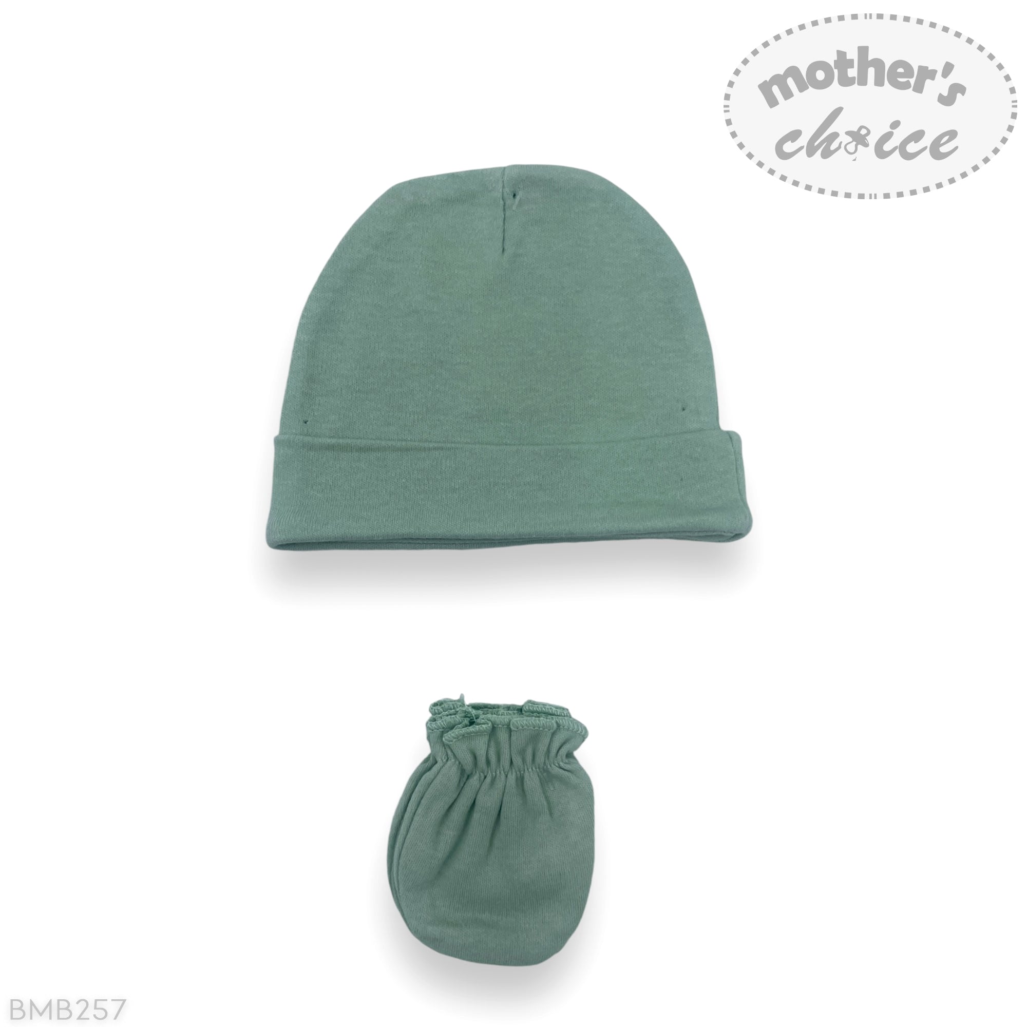 M/C 6PK BEANIE HAT &amp;amp; MITTEN SET GREY/MINT