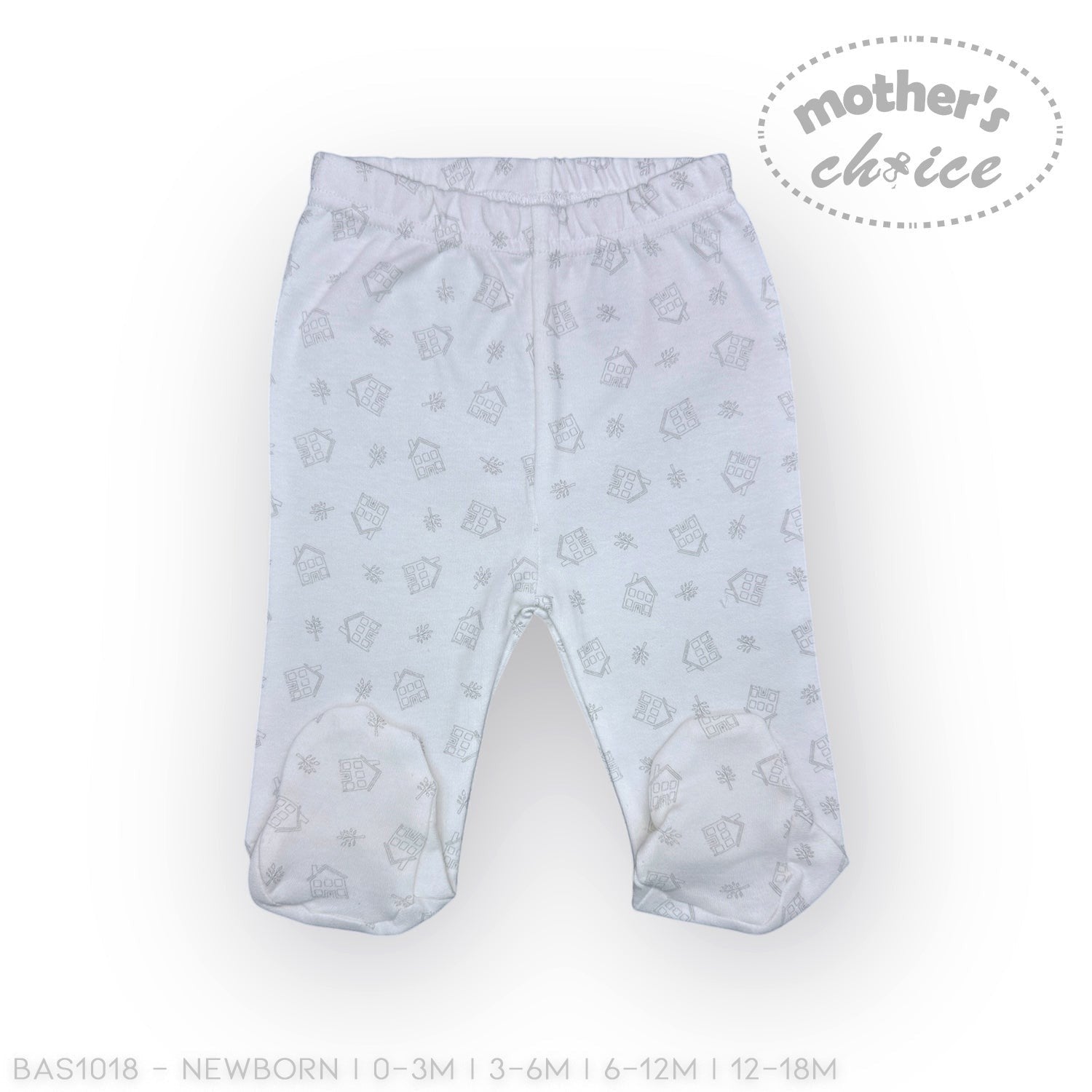Baby pants with a pattern on a white background, branded 'Mother's Choice'.