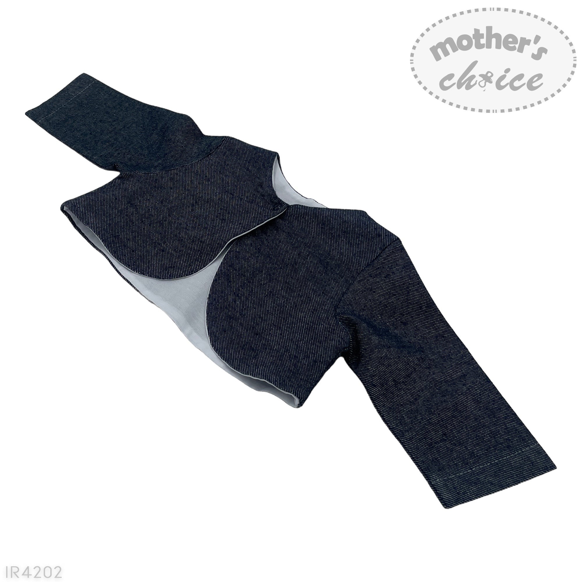 Dark blue baby outfit with a hood on a white background, branded 'Mother's Choice'.