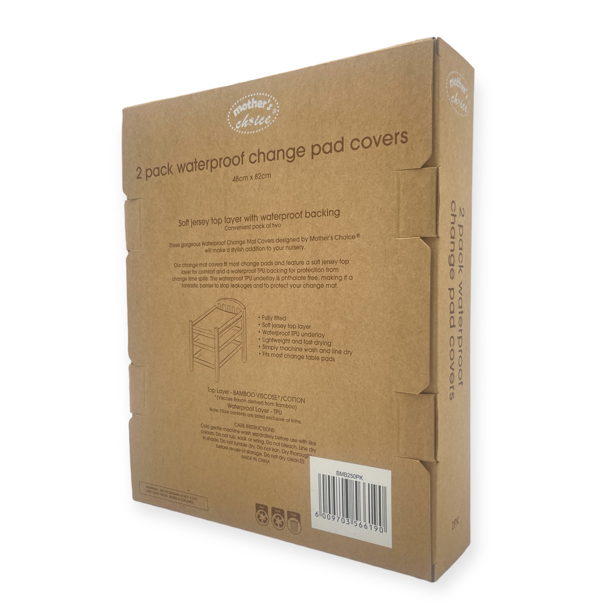 M/C BAMBOO 2PK  WATERPROOF CHANGE MAT  PINK