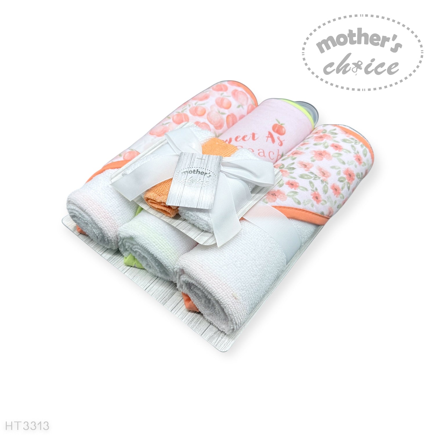 Mothers Choice Baby Hooded Towel &amp; Washcloth Set - Sweet As A Peach