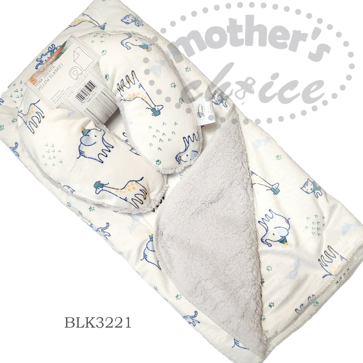 Mothers Choice  Pillow Blanket - Elephant &amp;amp; Giraffe With Hats