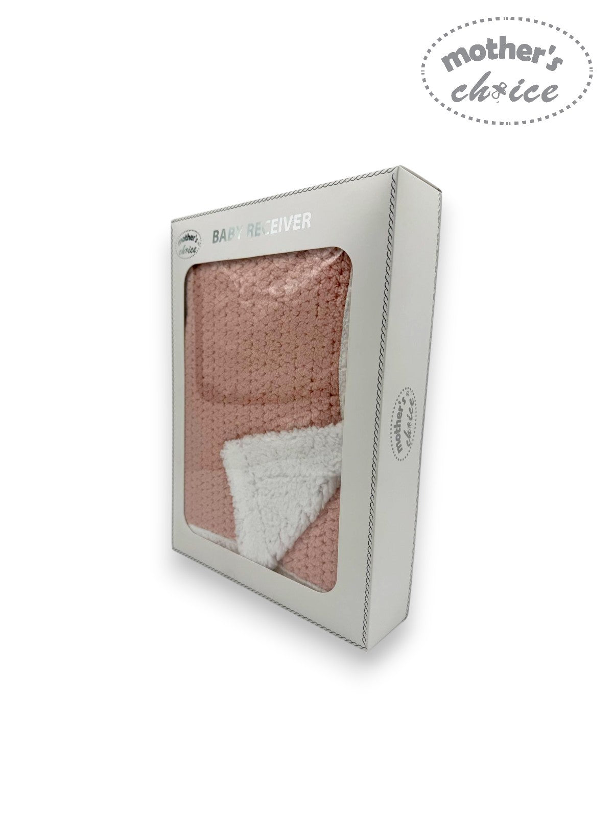 Packaged baby blanket with 'mother's choice' branding on a white background