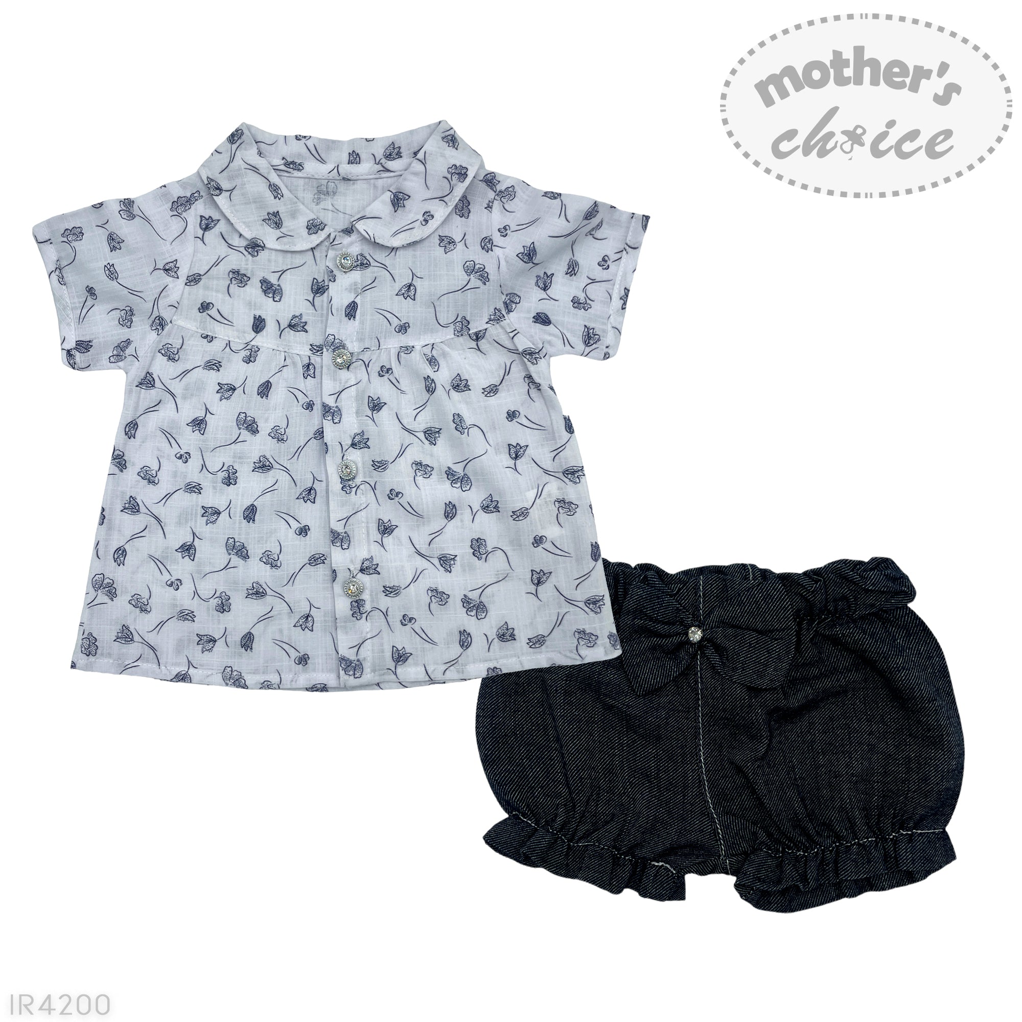 Mothers Choice Inf Girls Denim Shirt &amp;amp; Shorts Set