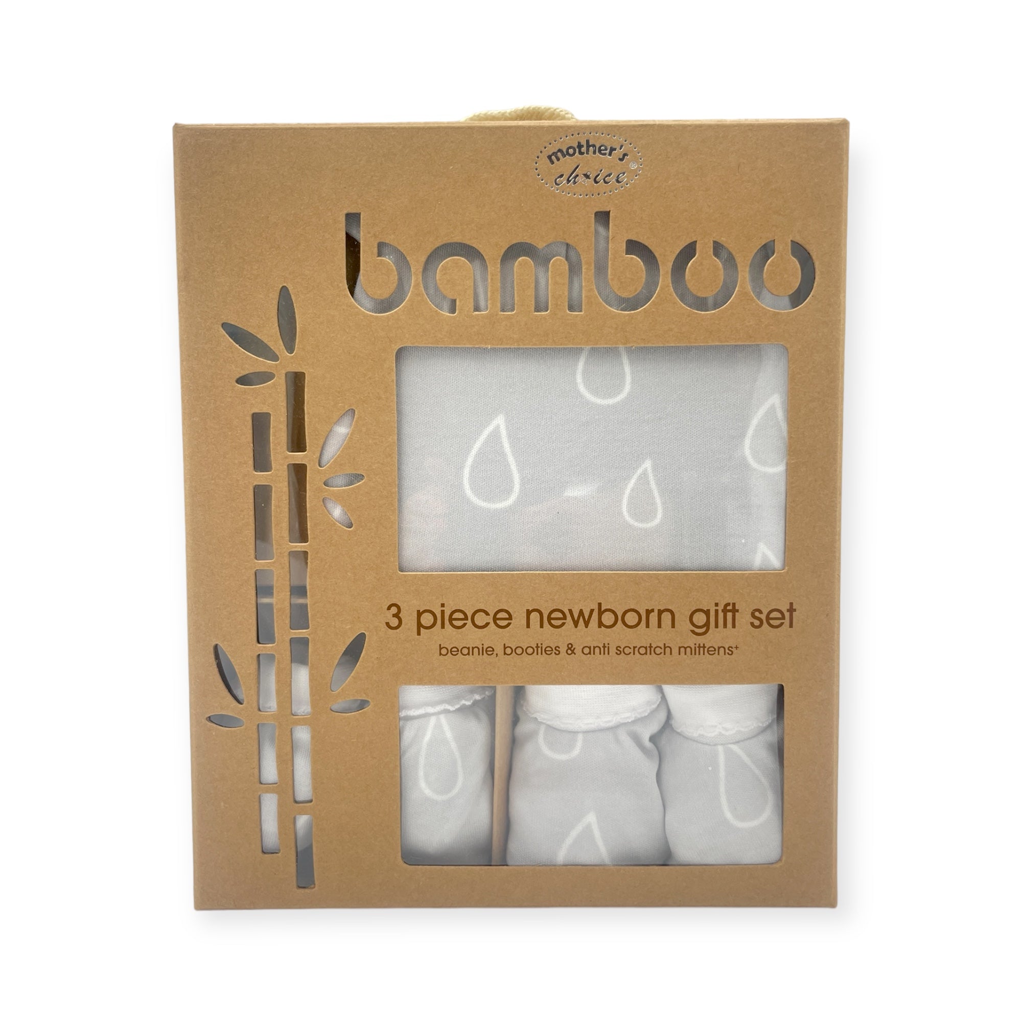 M/C BAMBOO 3PK NEWBORN BEANIE SET GREY