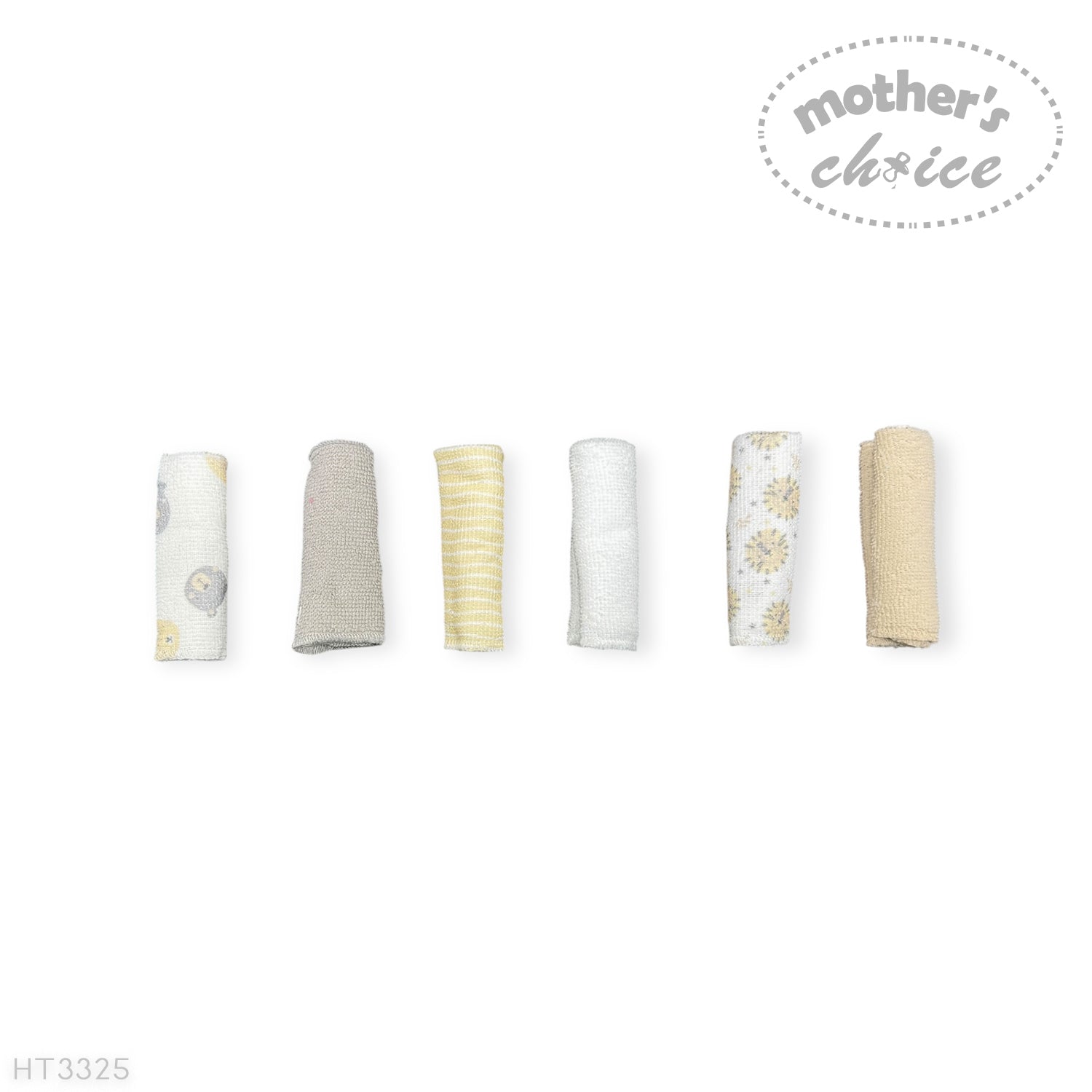 Mothers Choice 6 Pack Baby Washcloth Set - Bear